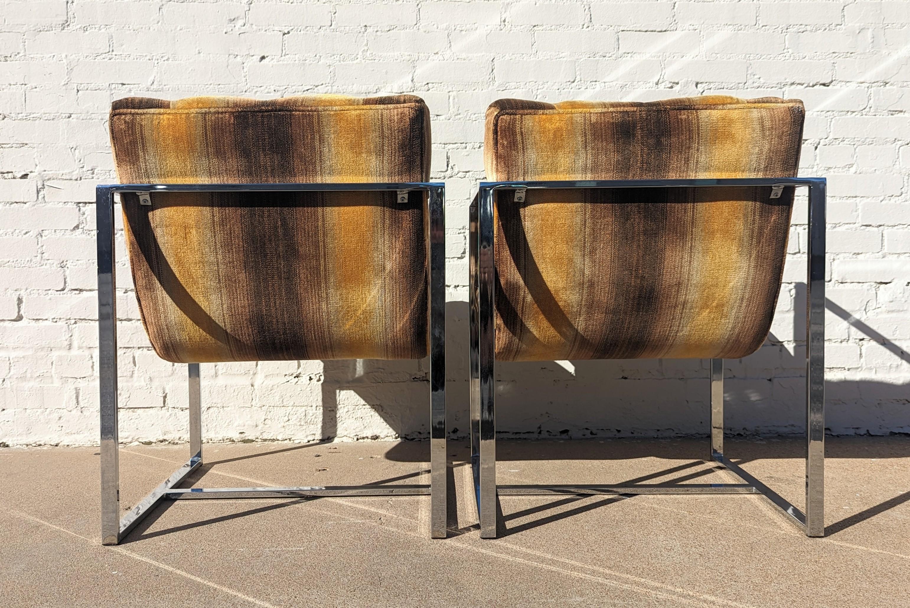 Late 20th Century Mid Century Modern Milo Baughman Stainless Steel Sling Chairs  For Sale