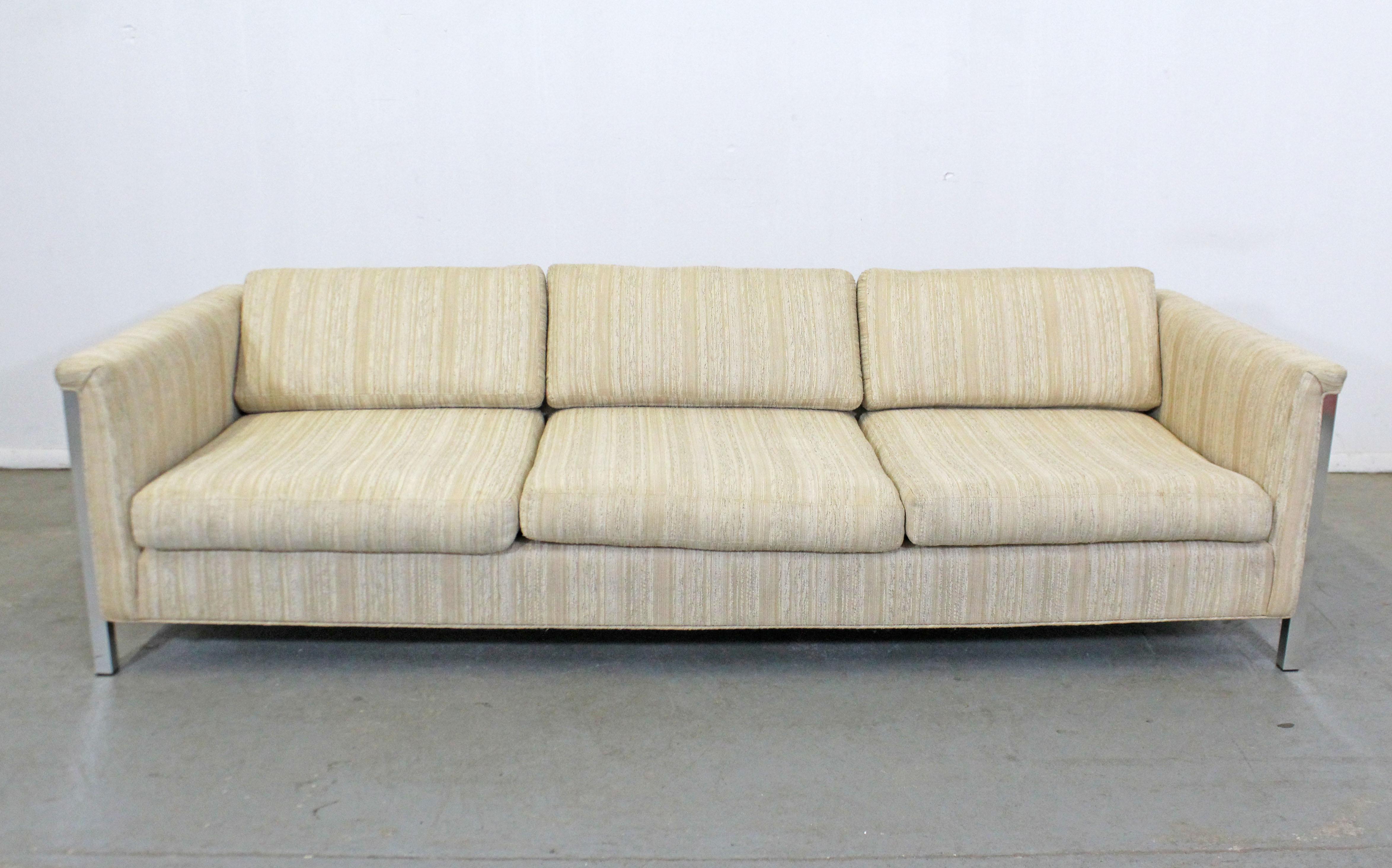 Unknown Mid-Century Modern Milo Baughman Style 3-Seat Chrome Frame Sofa