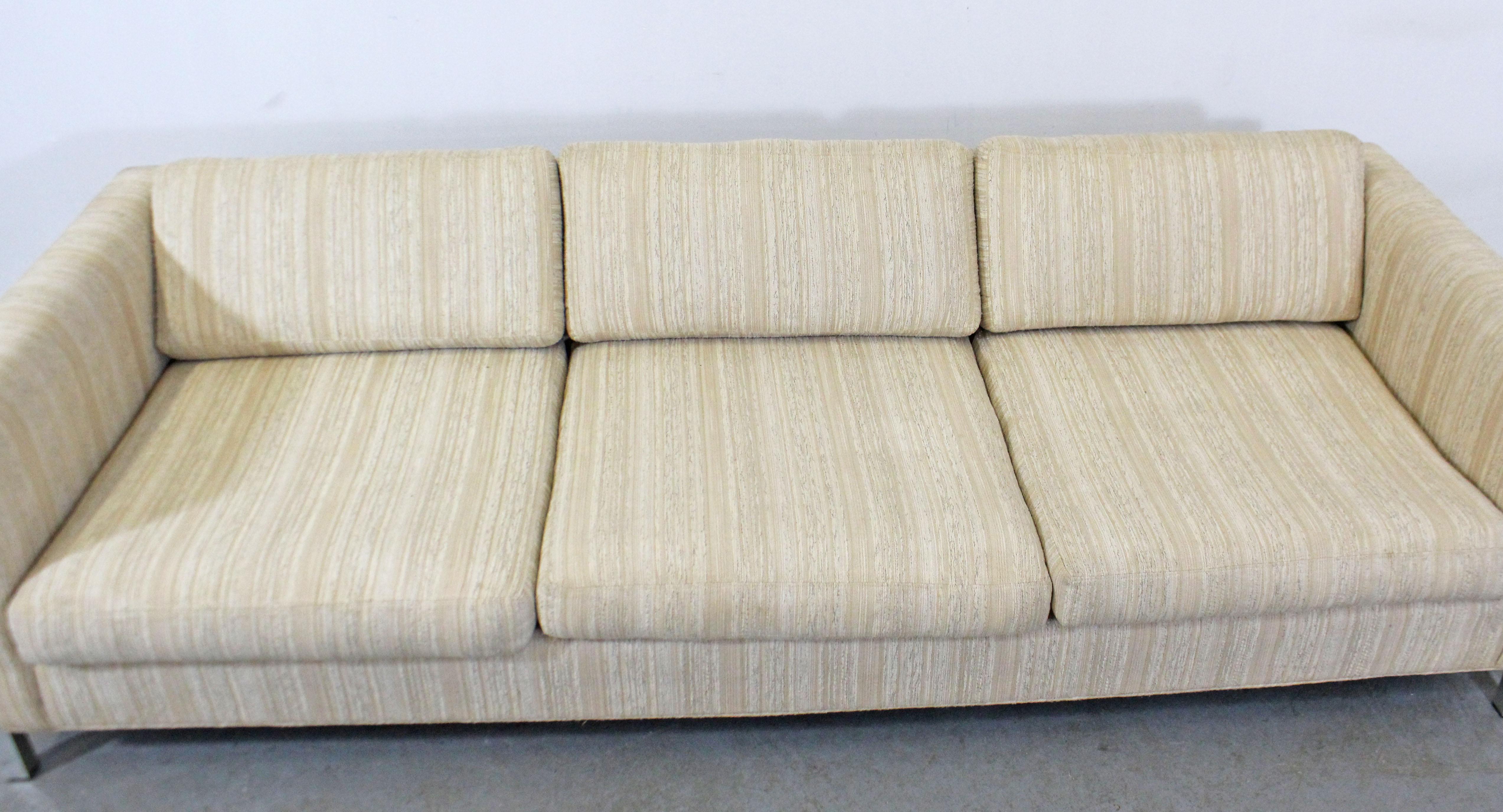 Mid-Century Modern Milo Baughman Style 3-Seat Chrome Frame Sofa 1