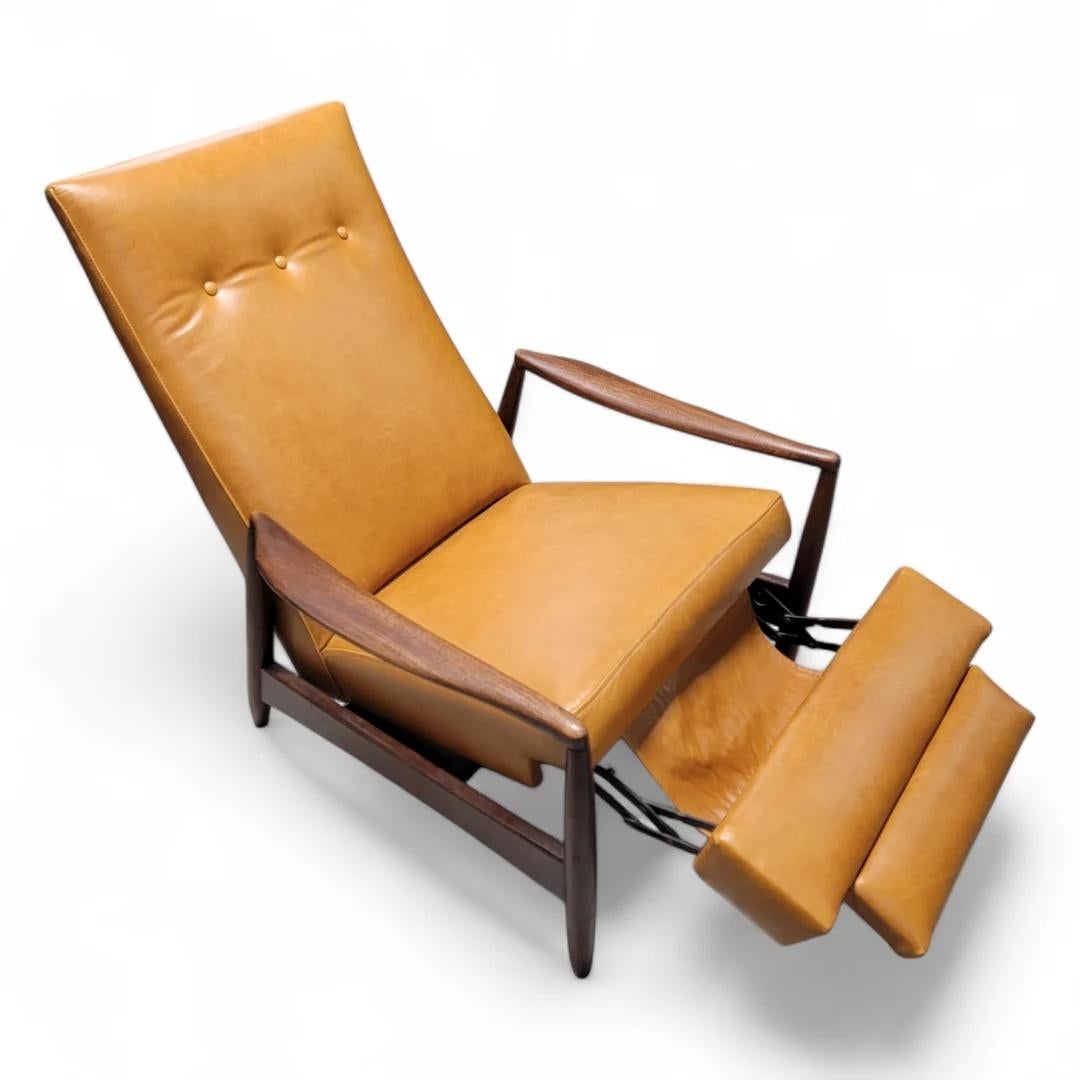 Mid Century Modern Milo Baughman Style Aston Re-Invented Recliner In New Leather 3