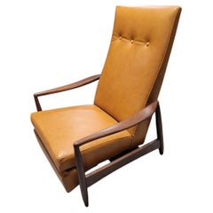 Mid Century Modern Milo Baughman Style Aston Re-Invented Recliner In New Leather