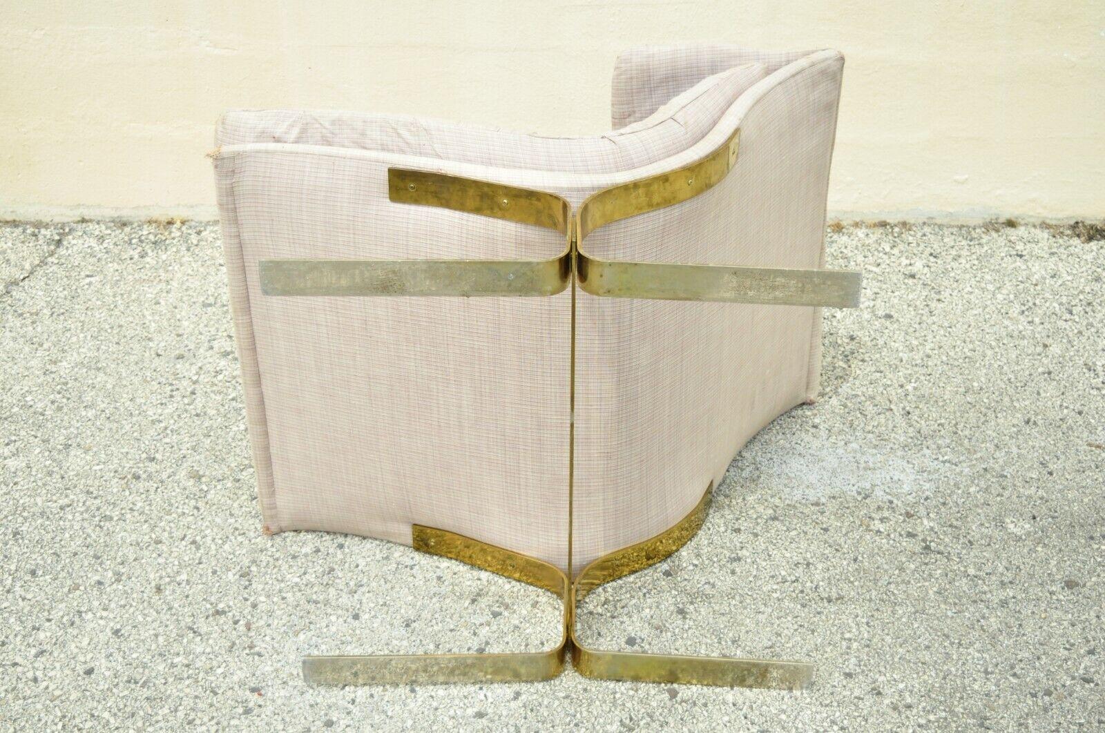 Fauteuil de salon en porte-à-faux en laiton de style Milo Baughman, moderne du milieu du siècle dernier en vente 5