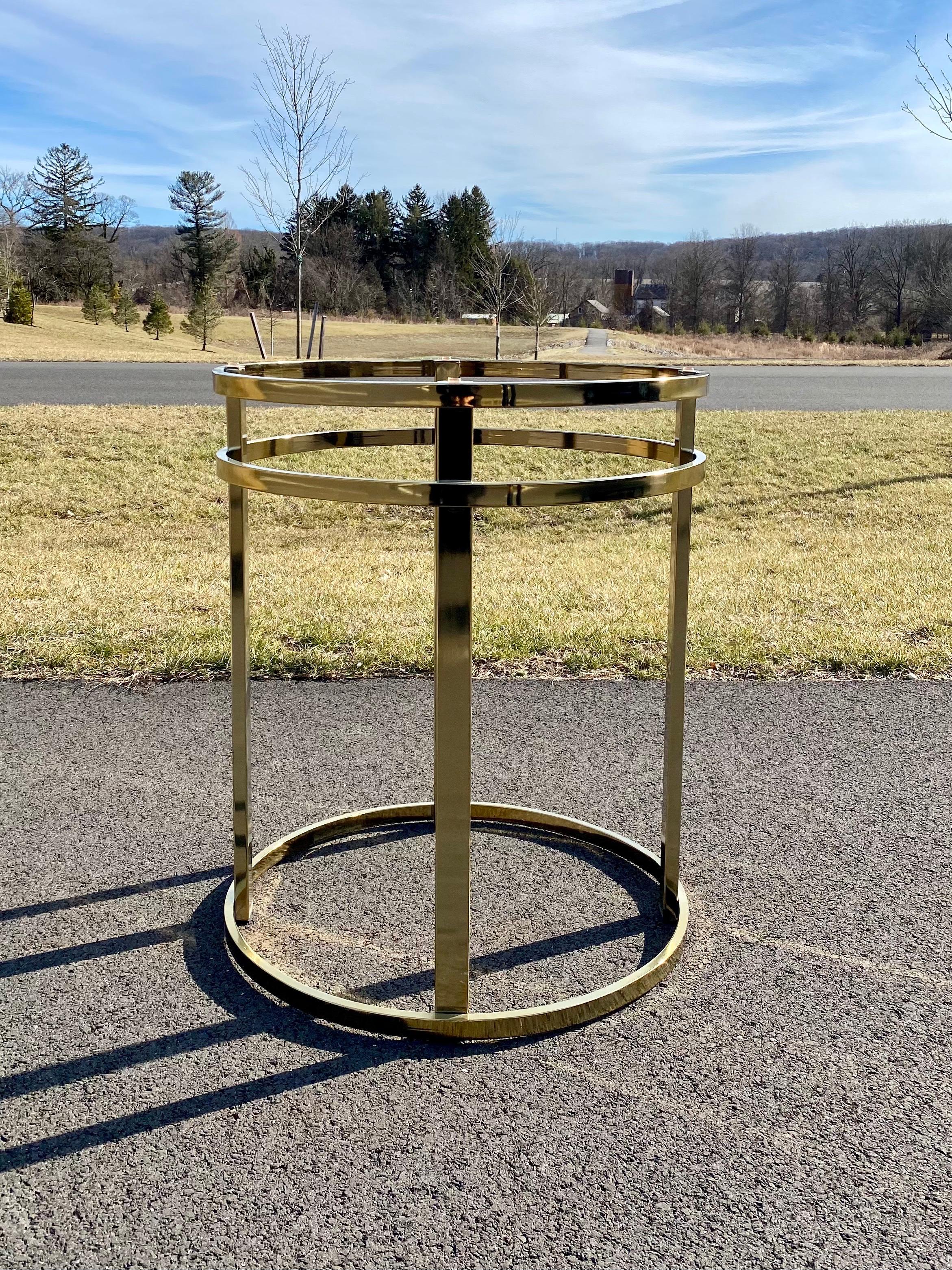 Mid-Century Modern Milo Baughman Style Brass Glass Round Dining Table 5