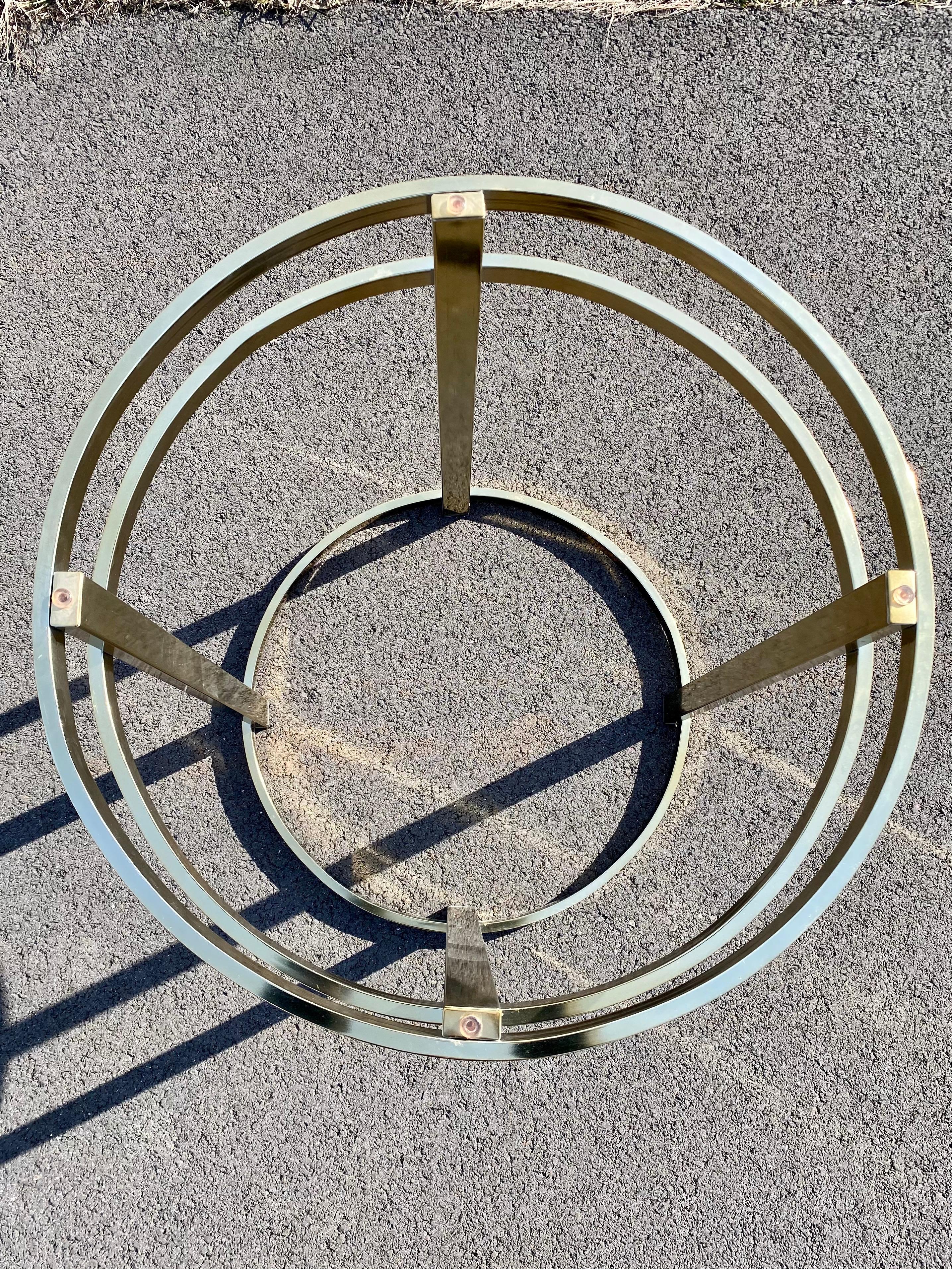 Mid-Century Modern Milo Baughman Style Brass Glass Round Dining Table 4