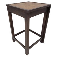 Mid Century Modern Milo Baughman Style Burl & Brass Side Table By Century
