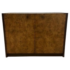 Mid Century Modern Milo Baughman Style Burl Cabinet