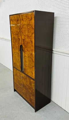 Mid-Century Modern Milo Baughman Style Burled Wood Armoire