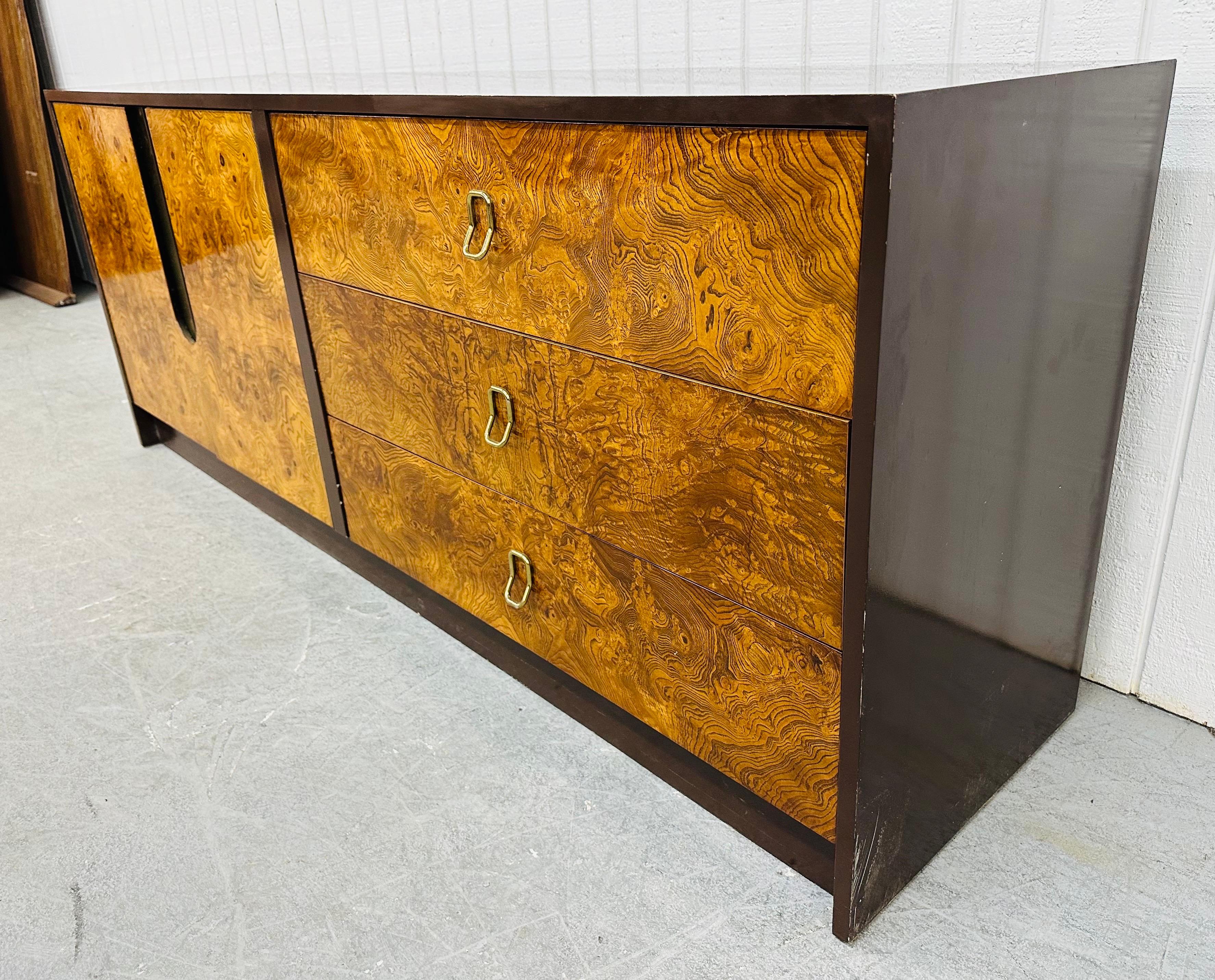American Mid-Century Modern Milo Baughman Style Burled Wood Dresser