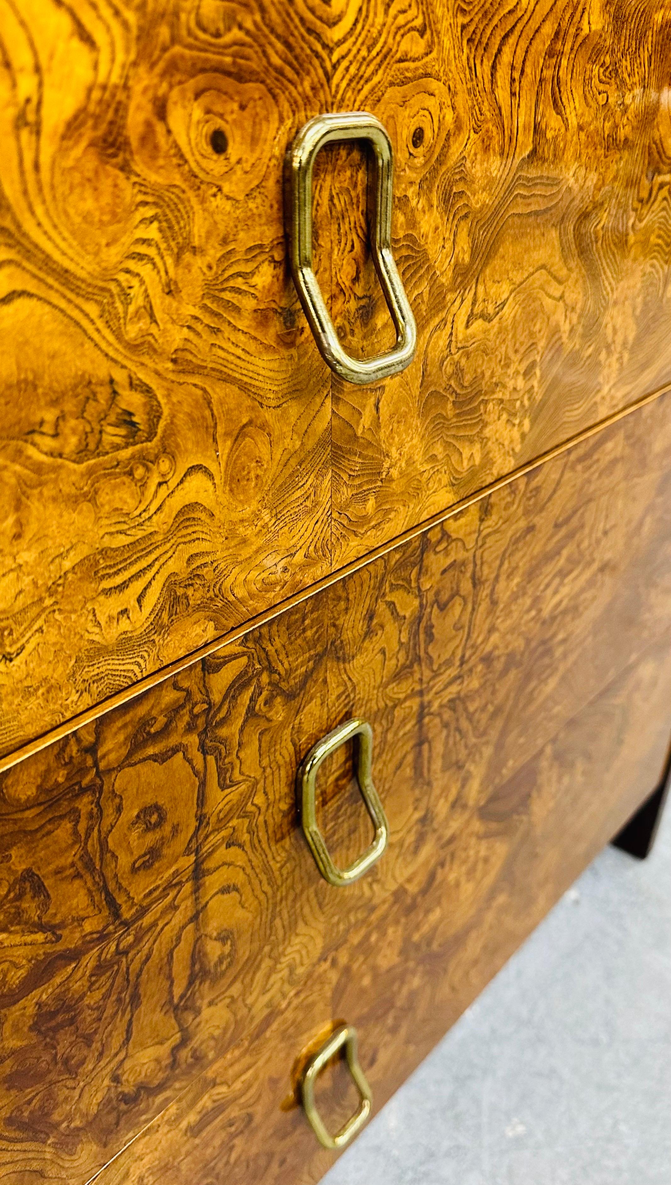 Mid-Century Modern Milo Baughman Style Burled Wood Dresser 3
