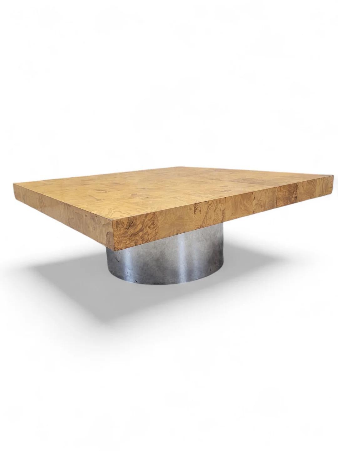Mid-Century Modern Mid Century Modern Milo Baughman Style Burlwood Coffee Table By Pace For Sale