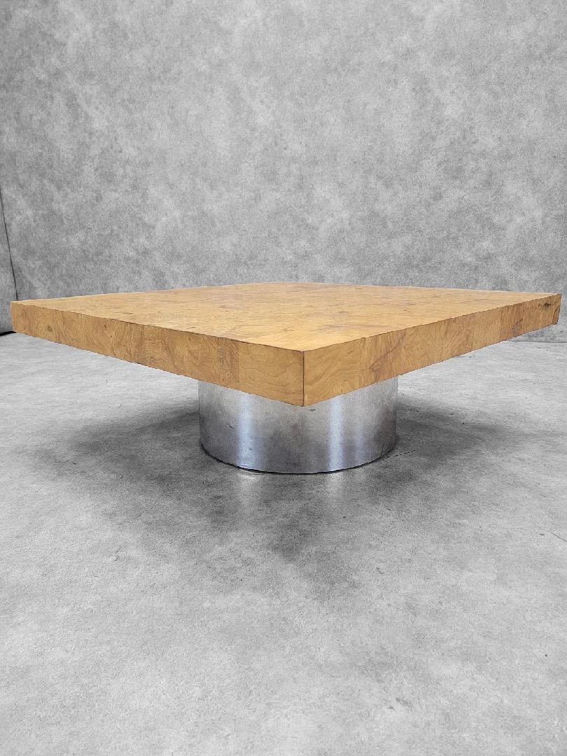 Unknown Mid Century Modern Milo Baughman Style Burlwood Coffee Table By Pace For Sale