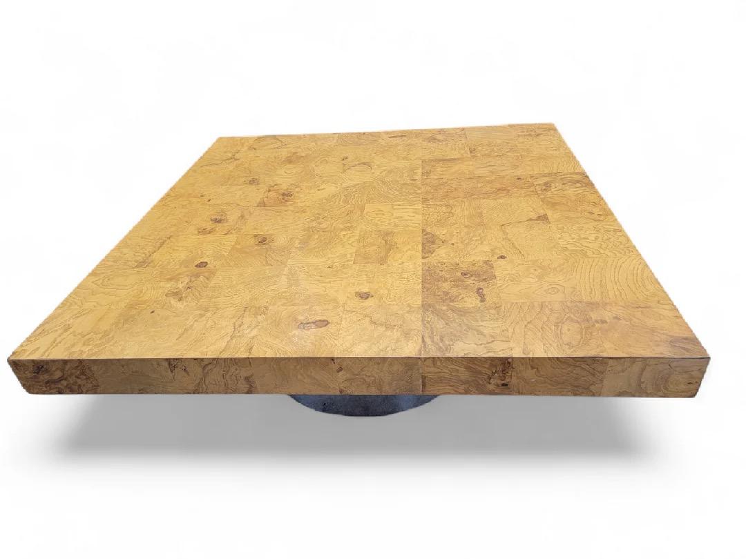 20th Century Mid Century Modern Milo Baughman Style Burlwood Coffee Table By Pace For Sale