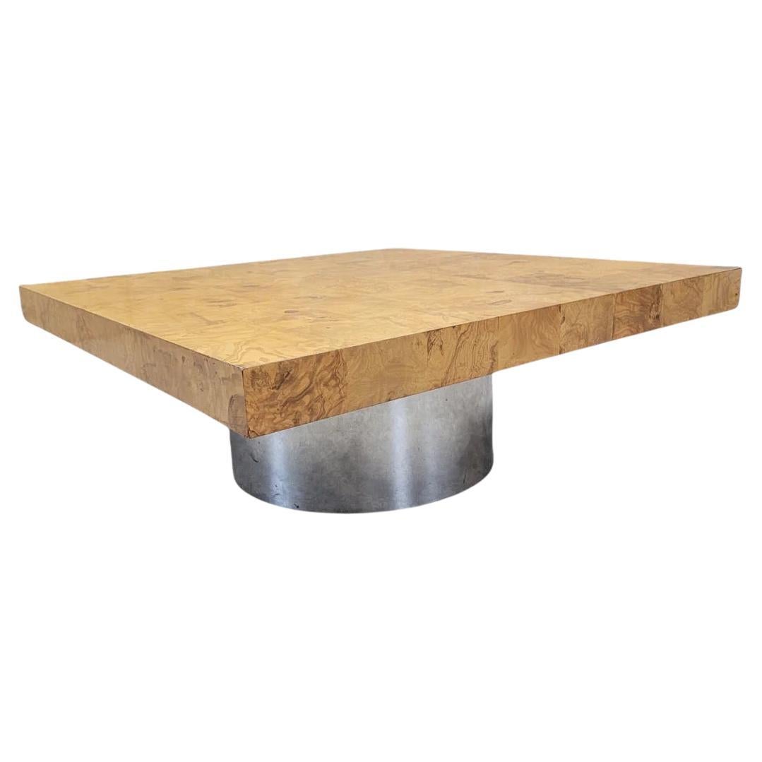 Mesa baja de madera de Burlwood estilo Milo Baughman moderno de mediados de siglo por Pace