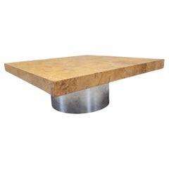Mid Century Modern Milo Baughman Style Burlwood Coffee Table By Pace