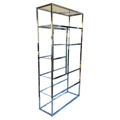Mid Century Modern Milo Baughman Style Chrome and Glass Etagere
