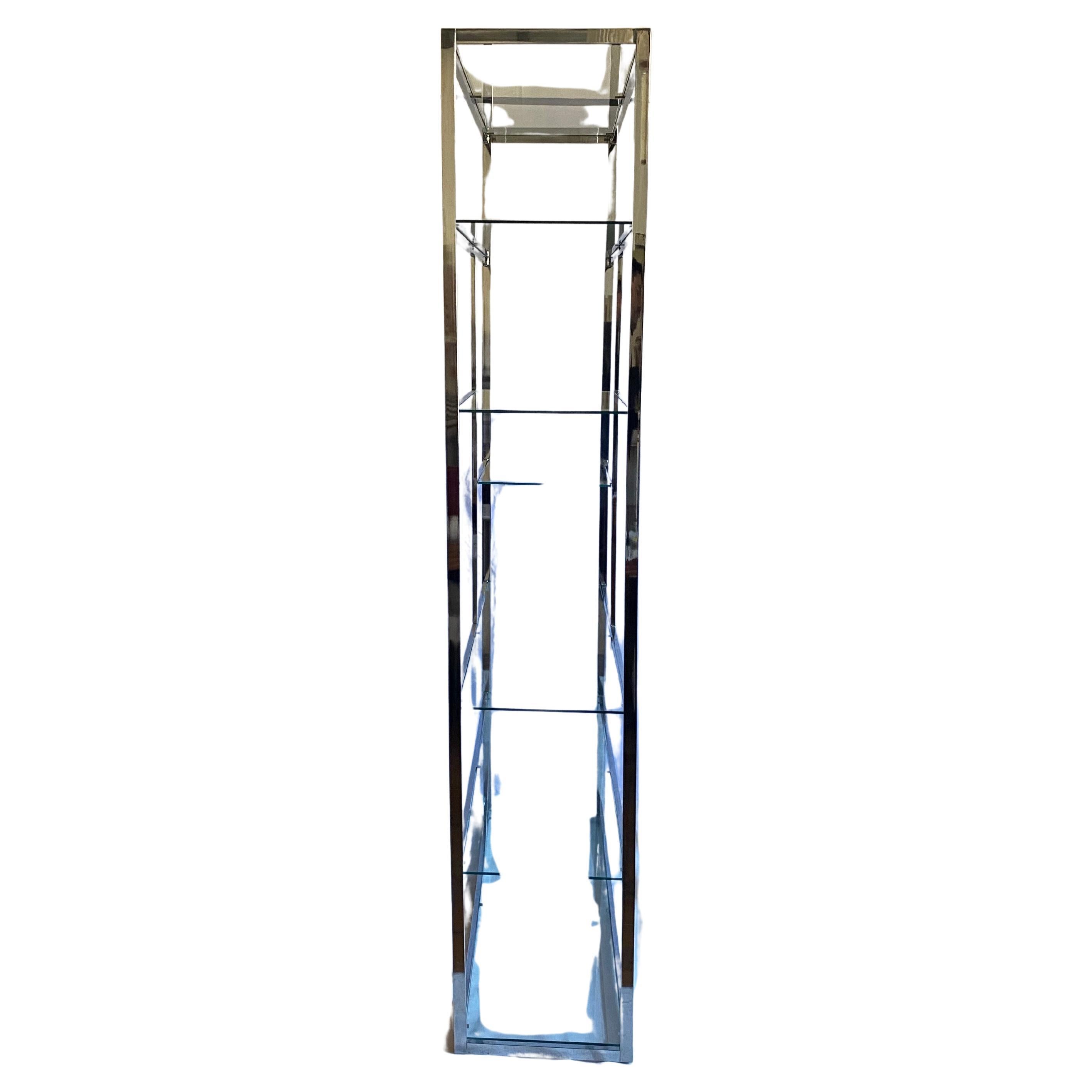 Etagere in vetro e cromo in stile Milo Baughman del Medioevo Moderno In condizioni buone in vendita a Lambertville, NJ