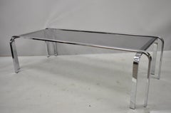 Mid-Century Modern Milo Baughman Style Chrome and Smoked Glass Coffee Table