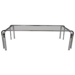 Mid-Century Modern Milo Baughman Style Chrome and Smoked Glass Coffee Table