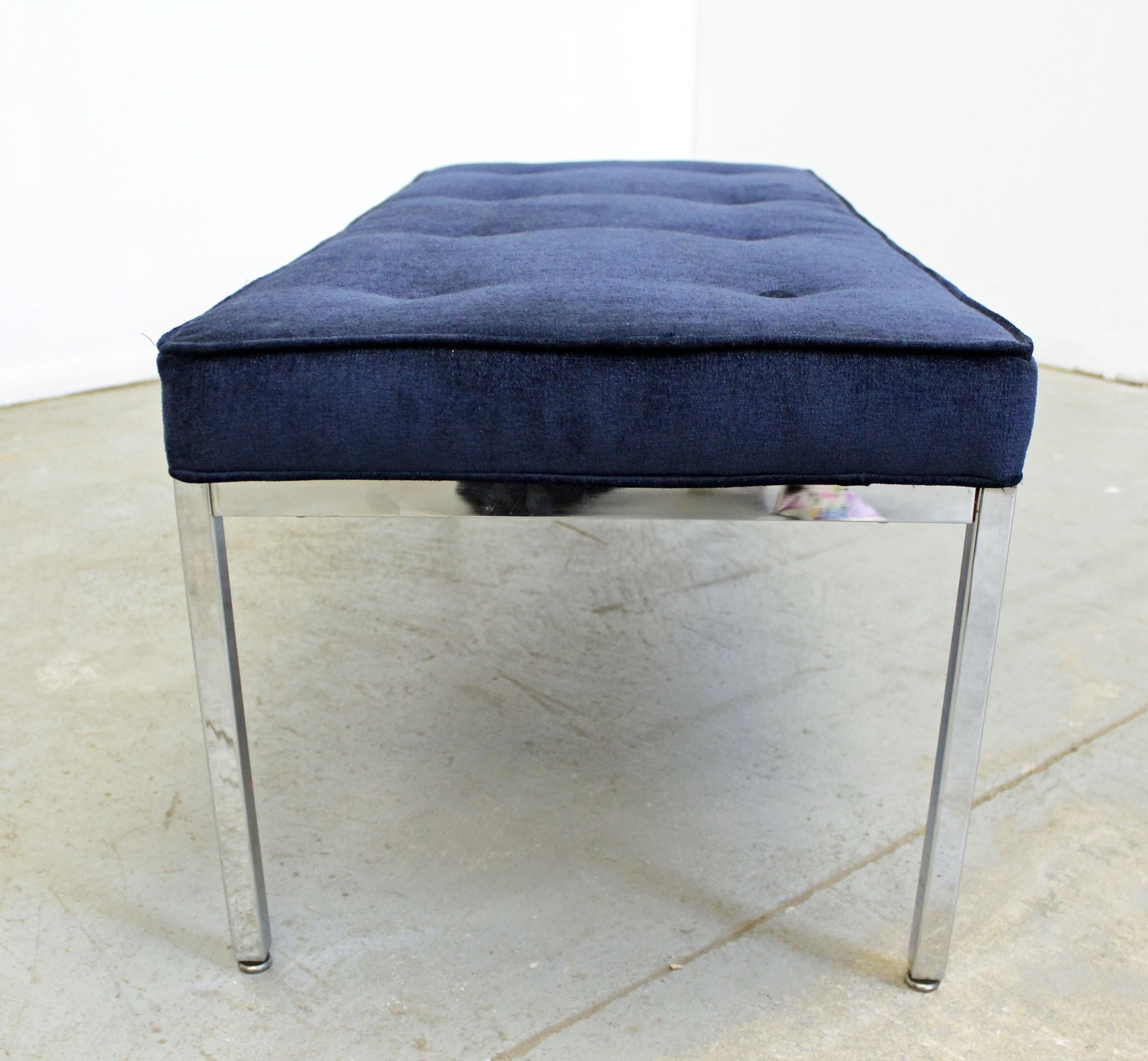 Upholstery Mid-Century Modern Milo Baughman Style Chrome Bench
