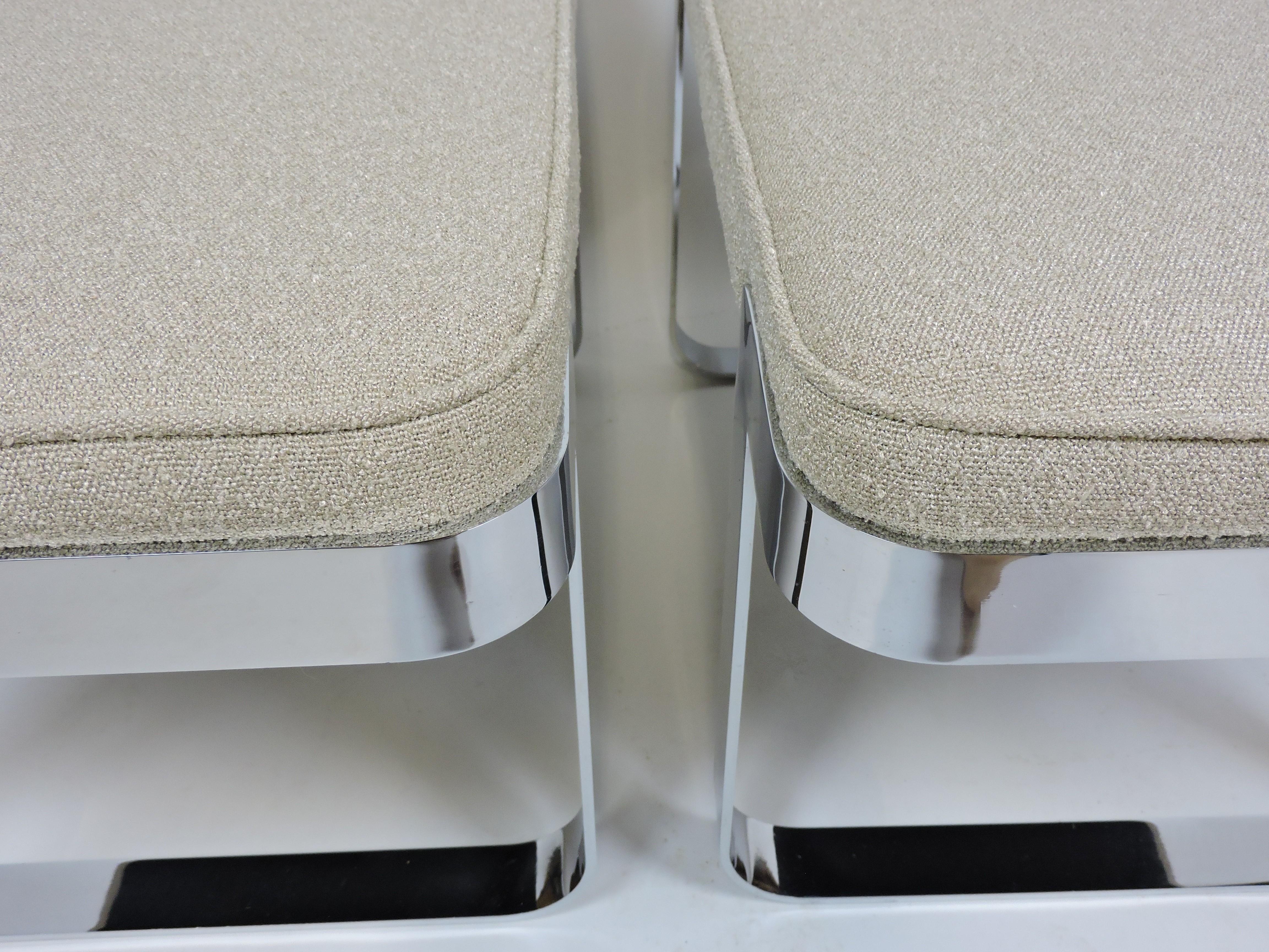 Mid-Century Modern Milo Baughman Style Chrome Benches by Tri-Mark Designs 1