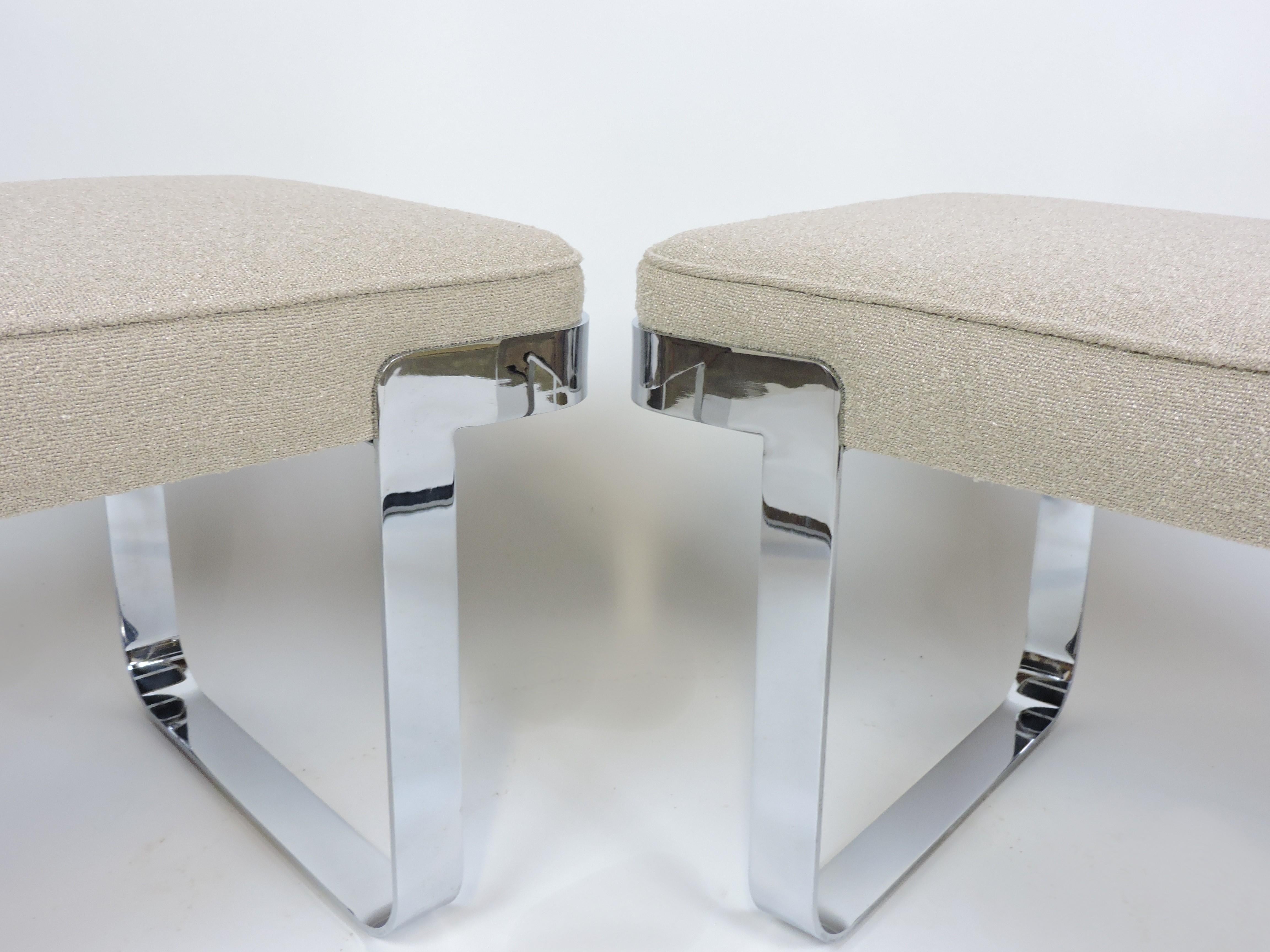 Mid-Century Modern Milo Baughman Style Chrome Benches by Tri-Mark Designs 2