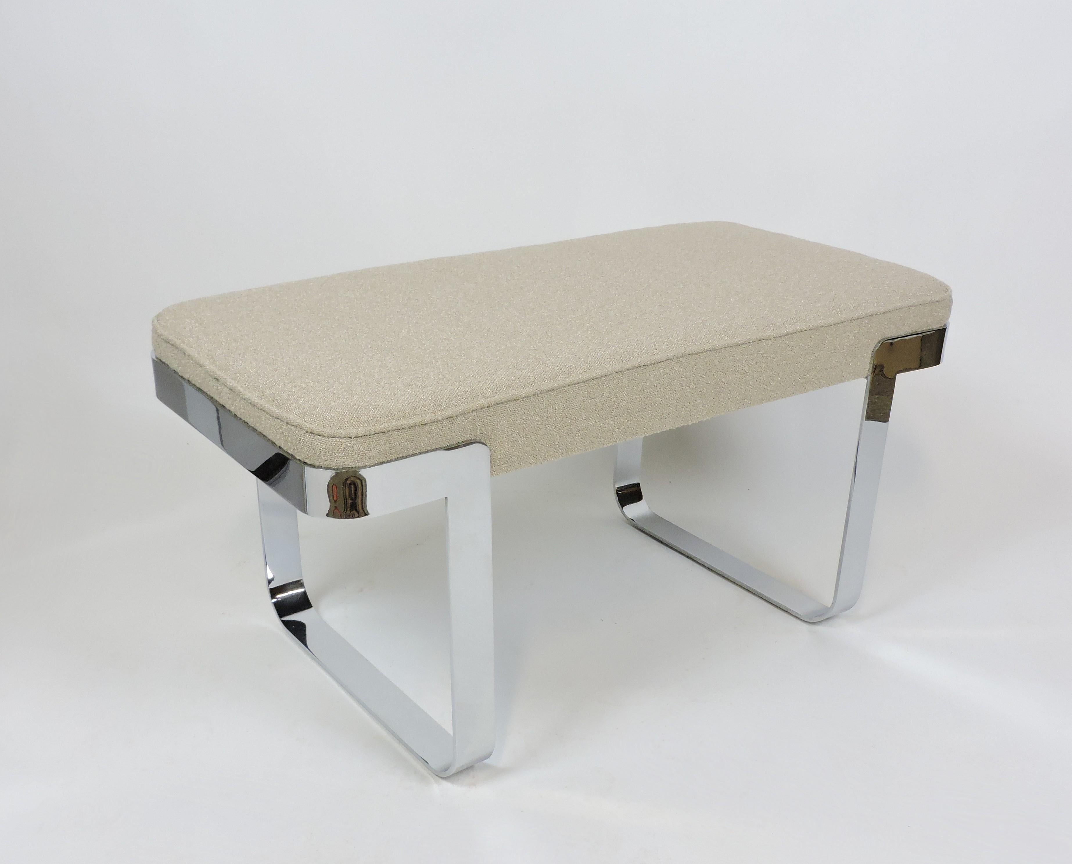 Mid-Century Modern Milo Baughman Style Chrome Benches by Tri-Mark Designs 4