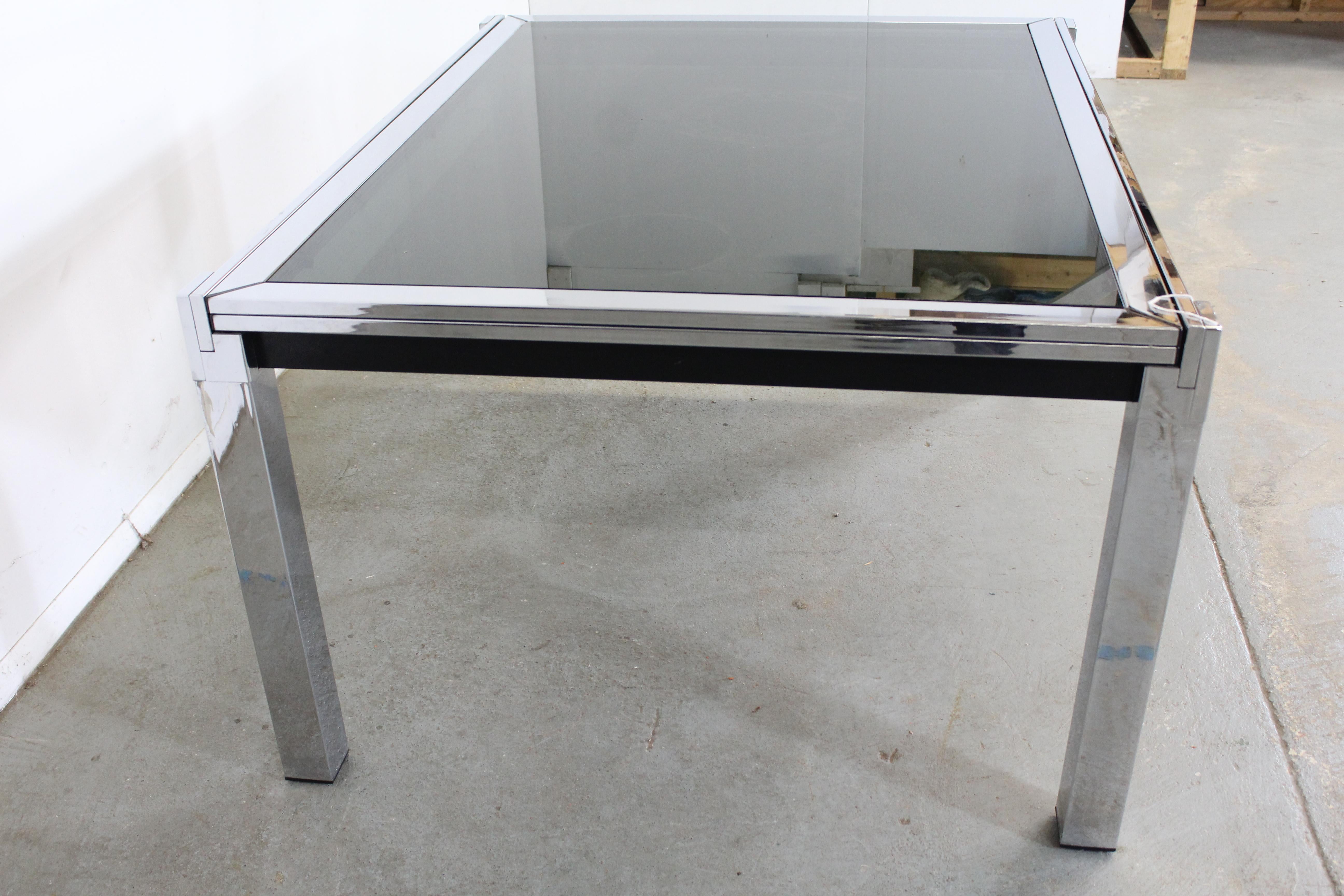 Mid-Century Modern Milo Baughman Style Chrome Extendable Dining Table 1