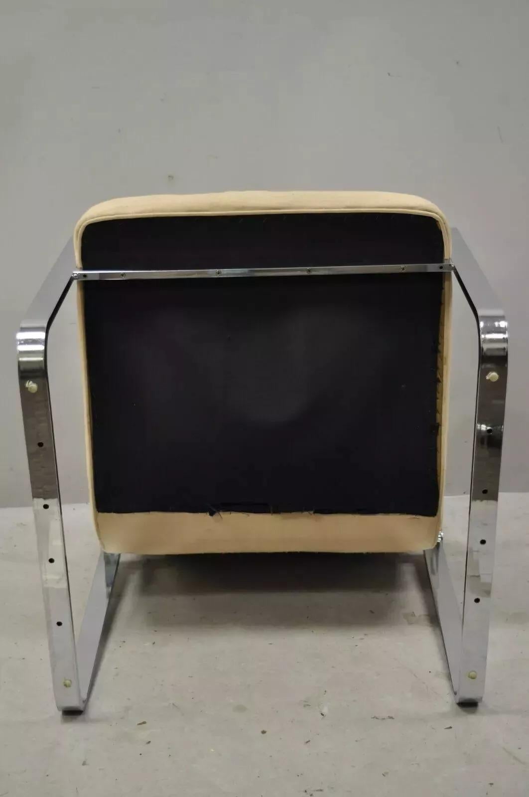 Silla de salón Art Decó de barra plana cromada estilo Milo Baughman de mediados del siglo XX en venta 5