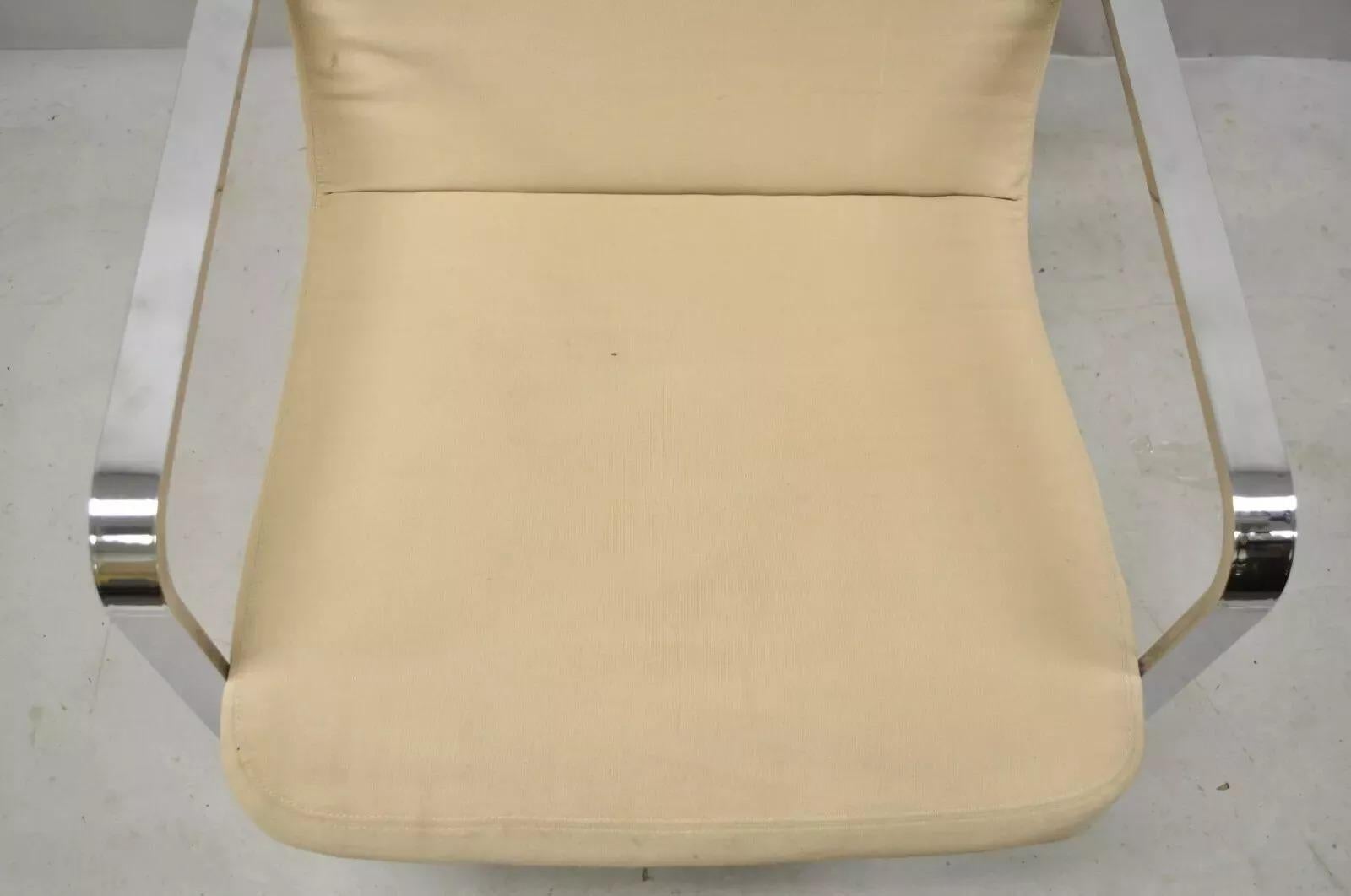 Silla de salón Art Decó de barra plana cromada estilo Milo Baughman de mediados del siglo XX Desconocido en venta