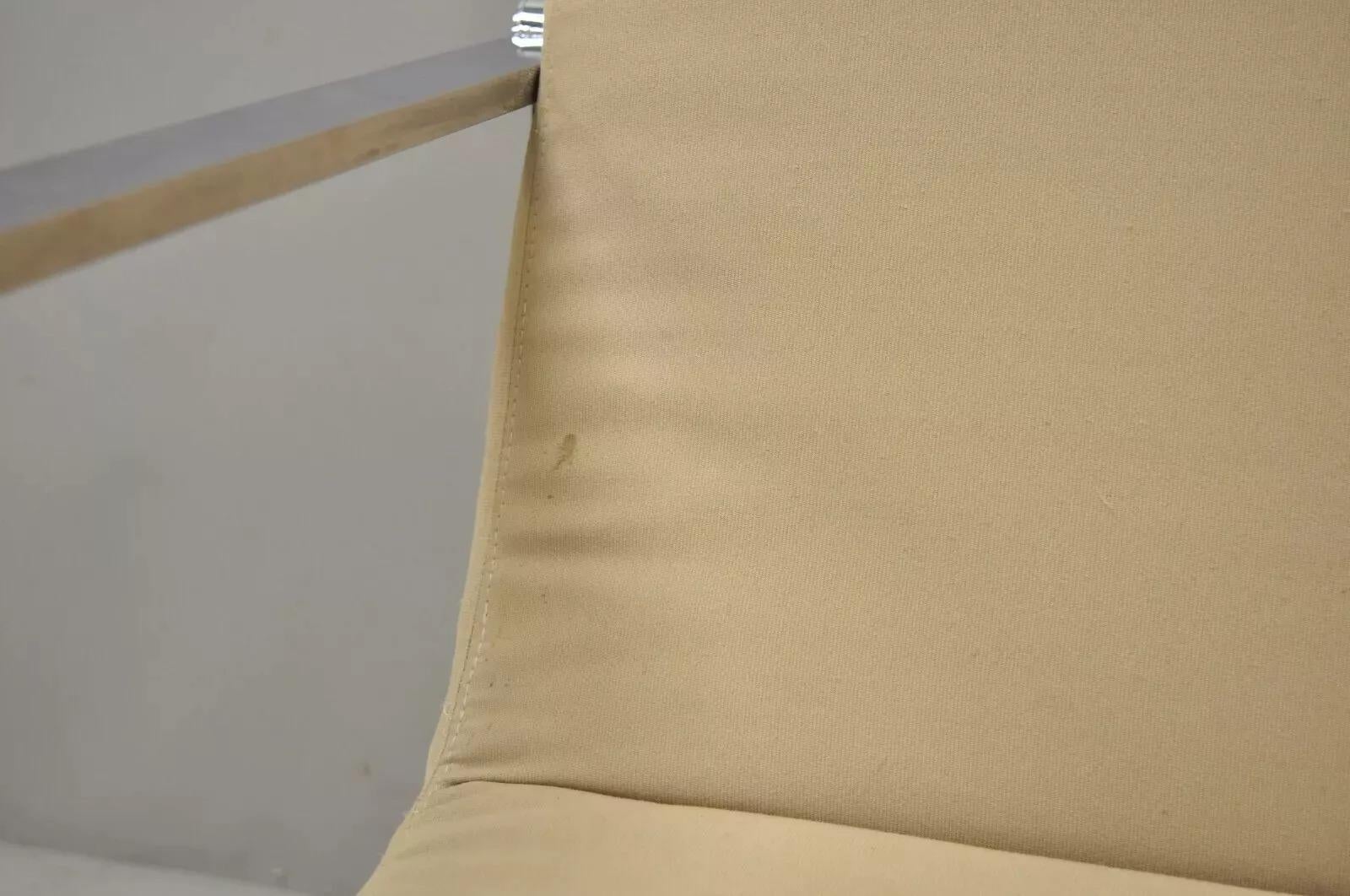 Silla de salón Art Decó de barra plana cromada estilo Milo Baughman de mediados del siglo XX en venta 2