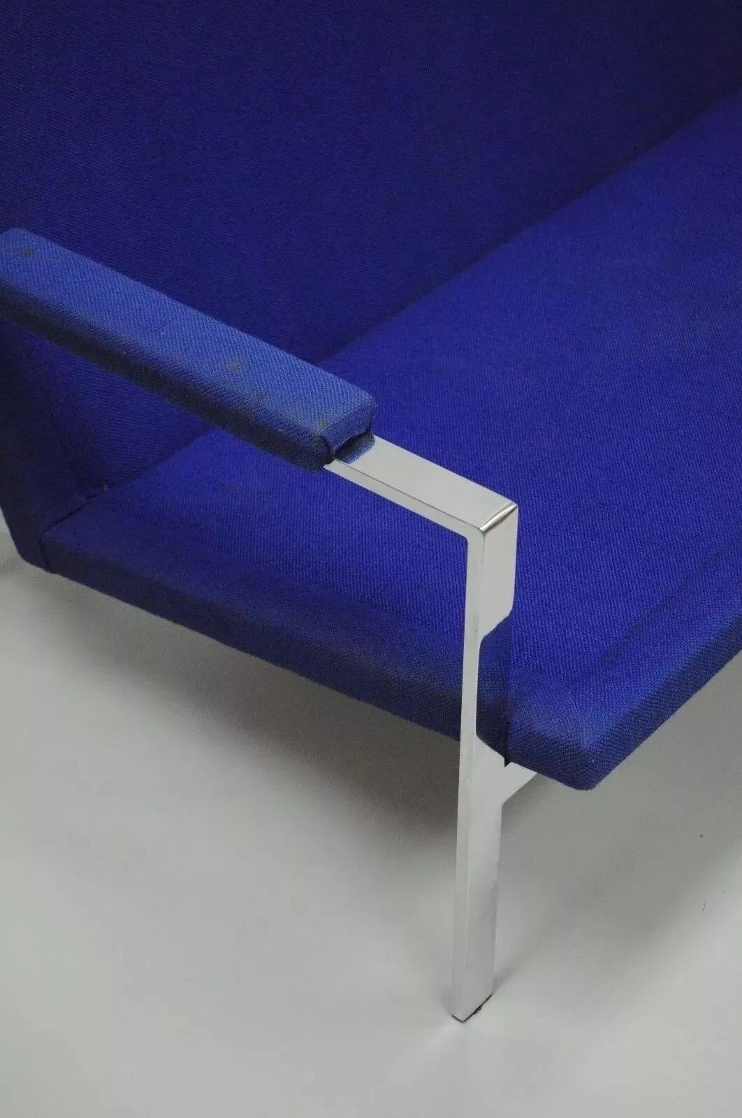 Sofá Loveseat Settee Cromado de Barra Plana Estilo Milo Baughman Moderno de Mitad de Siglo en Bueno estado para la venta en Philadelphia, PA