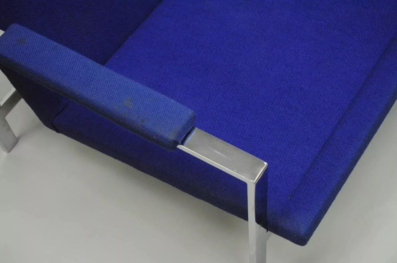 Sofá Loveseat Settee Cromado de Barra Plana Estilo Milo Baughman Moderno de Mitad de Siglo en venta 1
