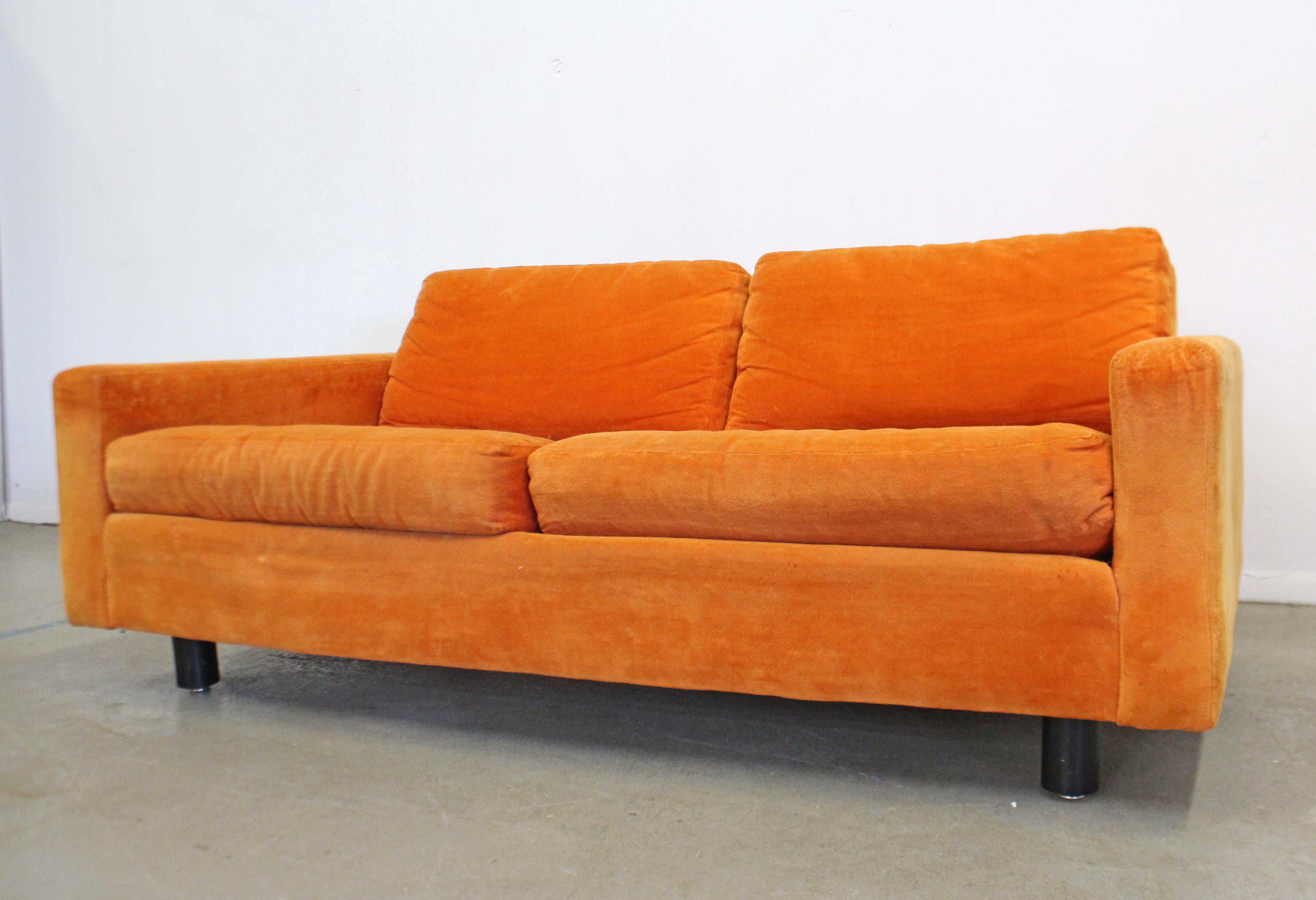 American Mid-Century Modern Milo Baughman Style Founders 1st Edition Orange Loveseat