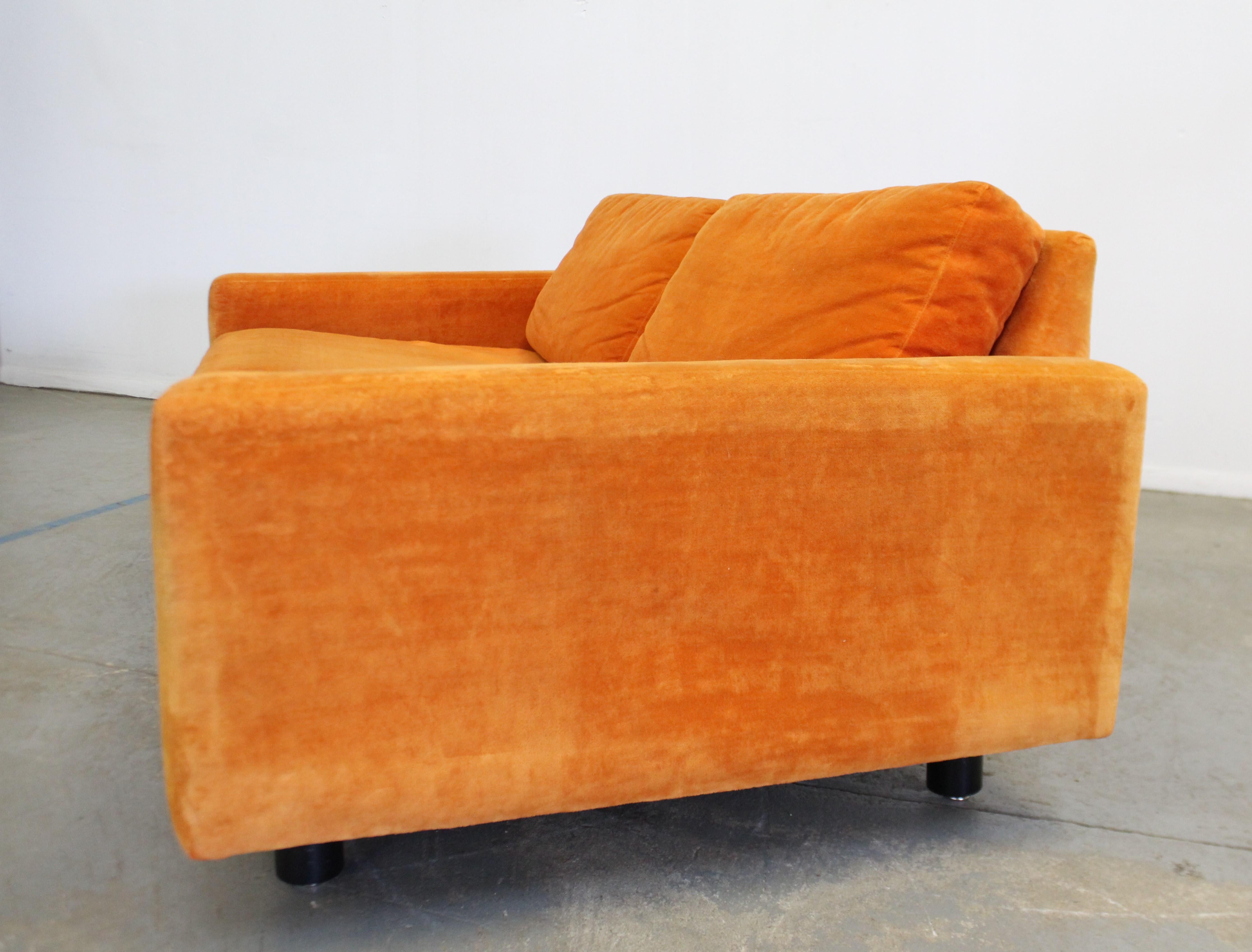 Upholstery Mid-Century Modern Milo Baughman Style Founders 1st Edition Orange Loveseat