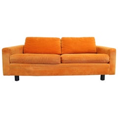 Mid-Century Modern Milo Baughman Style Founders 1st Edition Orange Loveseat