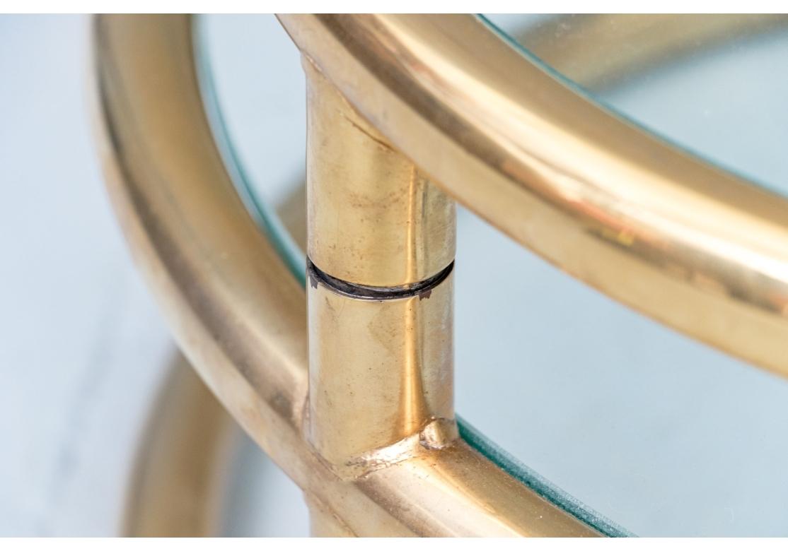 Metallo Cocktail Tables in vetro e ottone in stile Milo Baughman, metà del secolo scorso in vendita