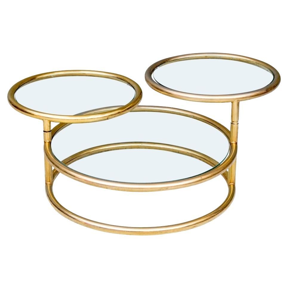 Table Cocktail Tables en verre et laiton de style Milo Baughman