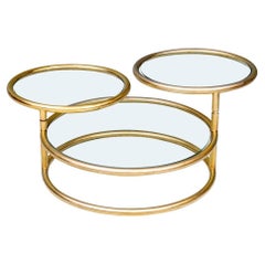 Mid Century Modern Milo Baughman Style Glass & Brass Plated Cocktail Table