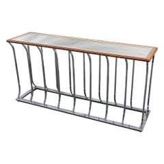 Mid-Century Modern Milo Baughman Style Glass Top Console Table