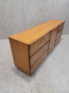 Mid Century Modern Milo Baughman Style Lane Burl Wood Lowboy Dresser