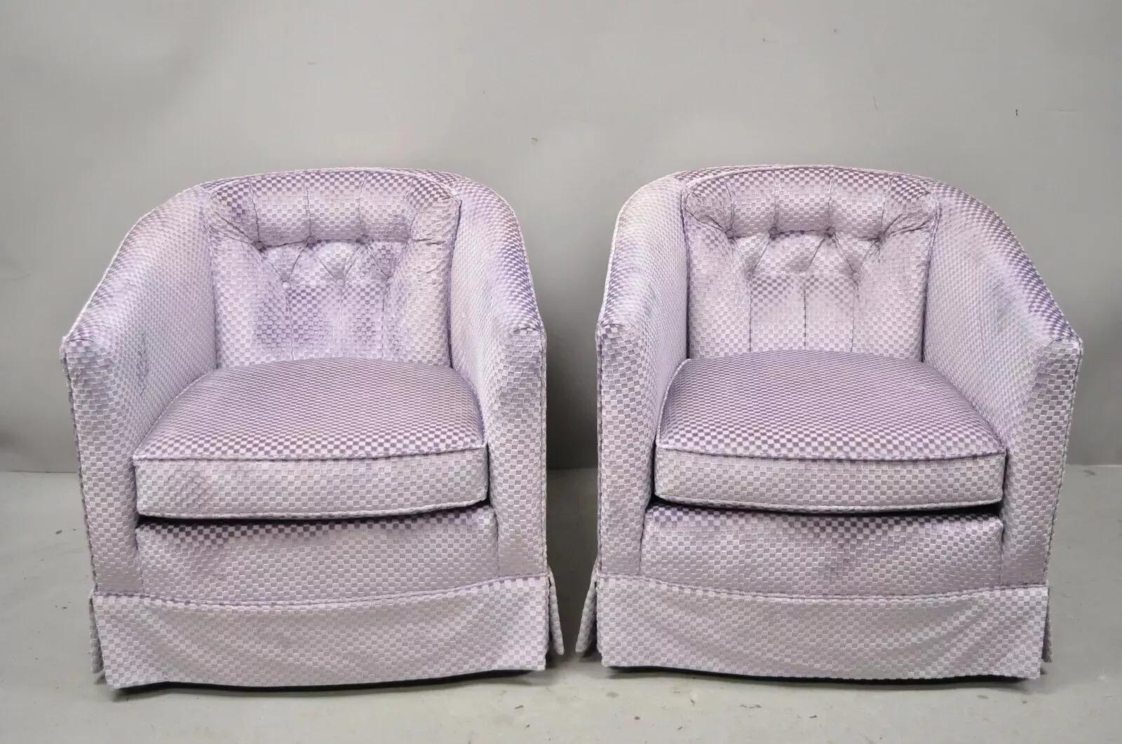 Mid Century Modern Milo Baughman Style Purple Barrel Back Club Chairs - a Pair For Sale 5