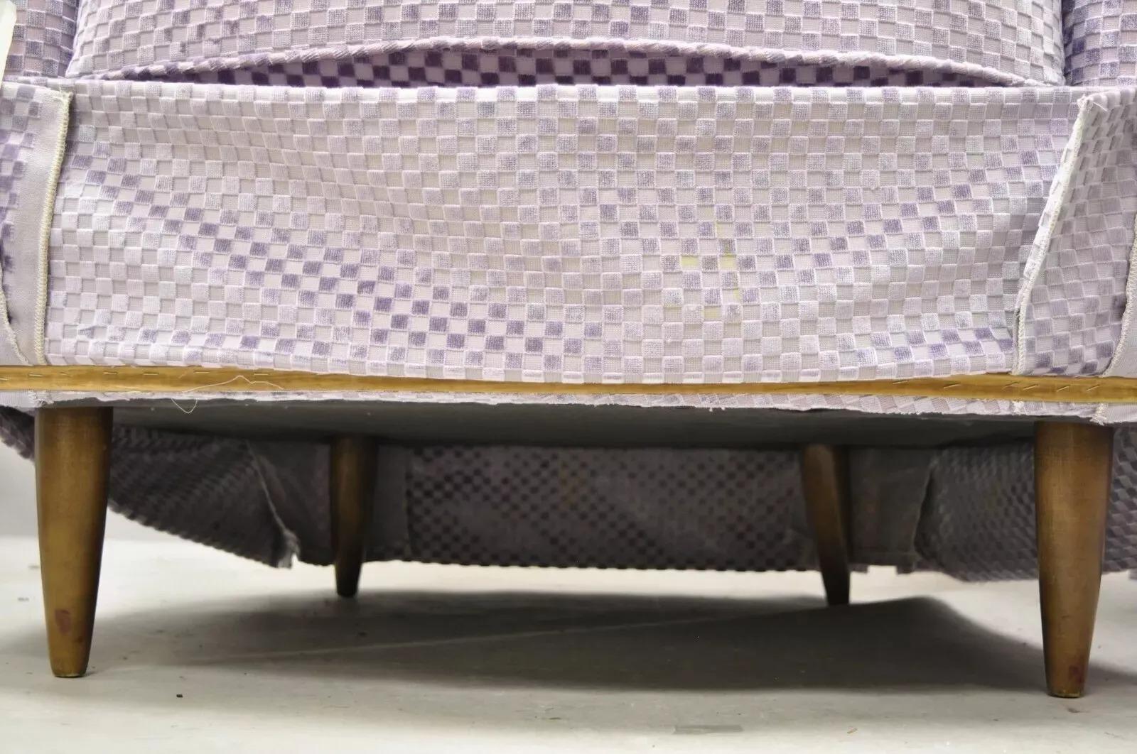 Fabric Mid Century Modern Milo Baughman Style Purple Barrel Back Club Chairs - a Pair For Sale