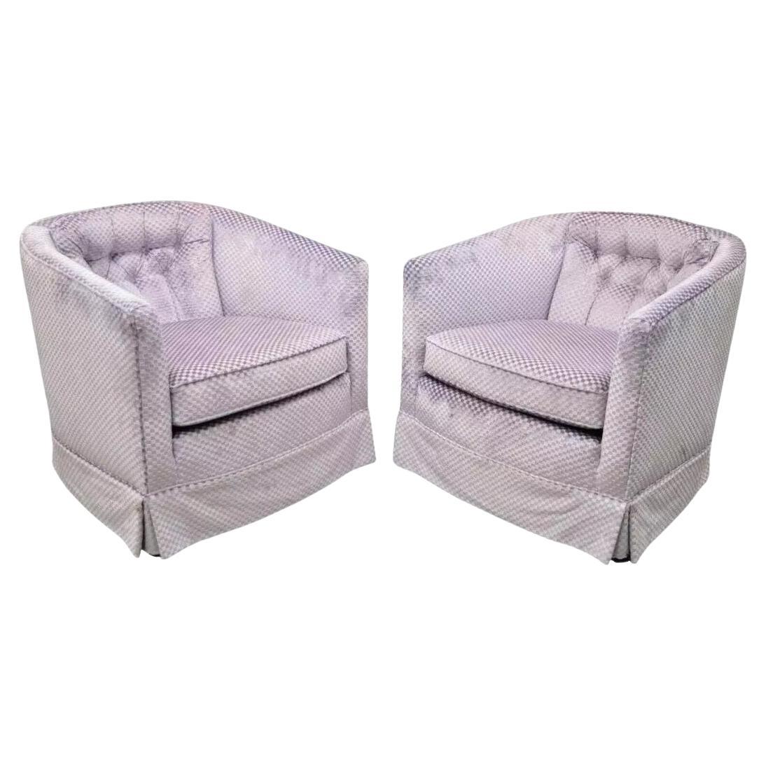 Mid Century Modern Milo Baughman Style Purple Barrel Back Club Chairs - a Pair For Sale