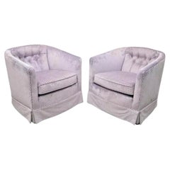 Mid Century Modern Milo Baughman Style Purple Barrel Back Club Chairs - a Pair