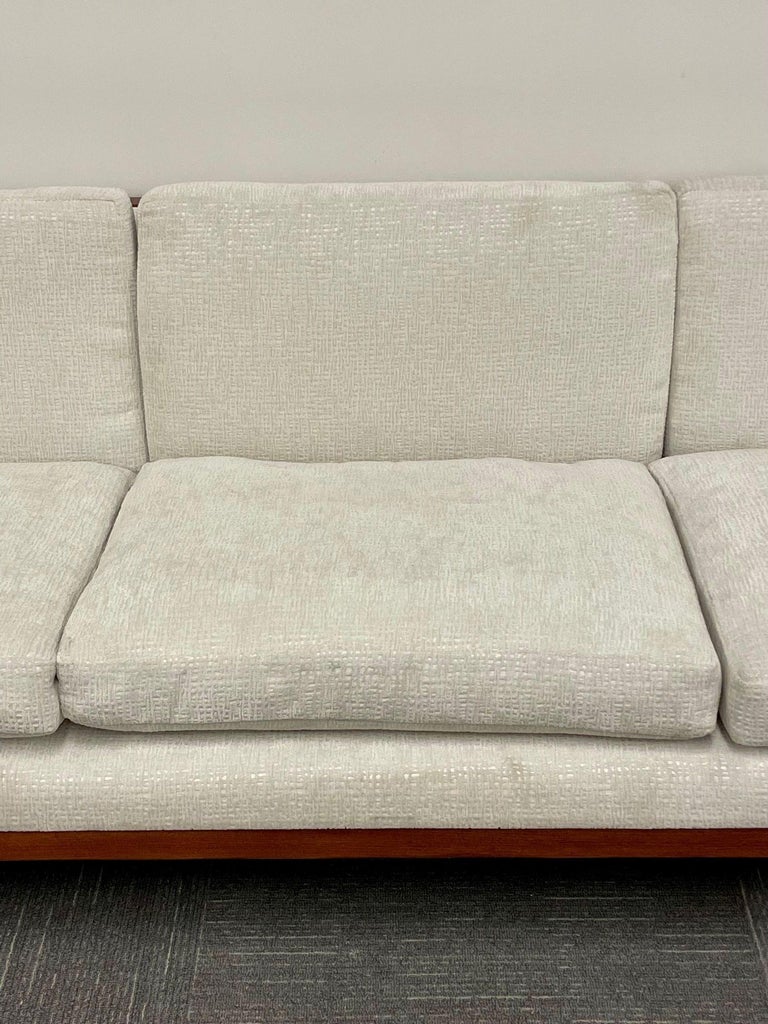 Mid-Century Modern Milo Baughman Style Sofa, Couch, Walnut, Chrome, American In Good Condition For Sale In Stamford, CT