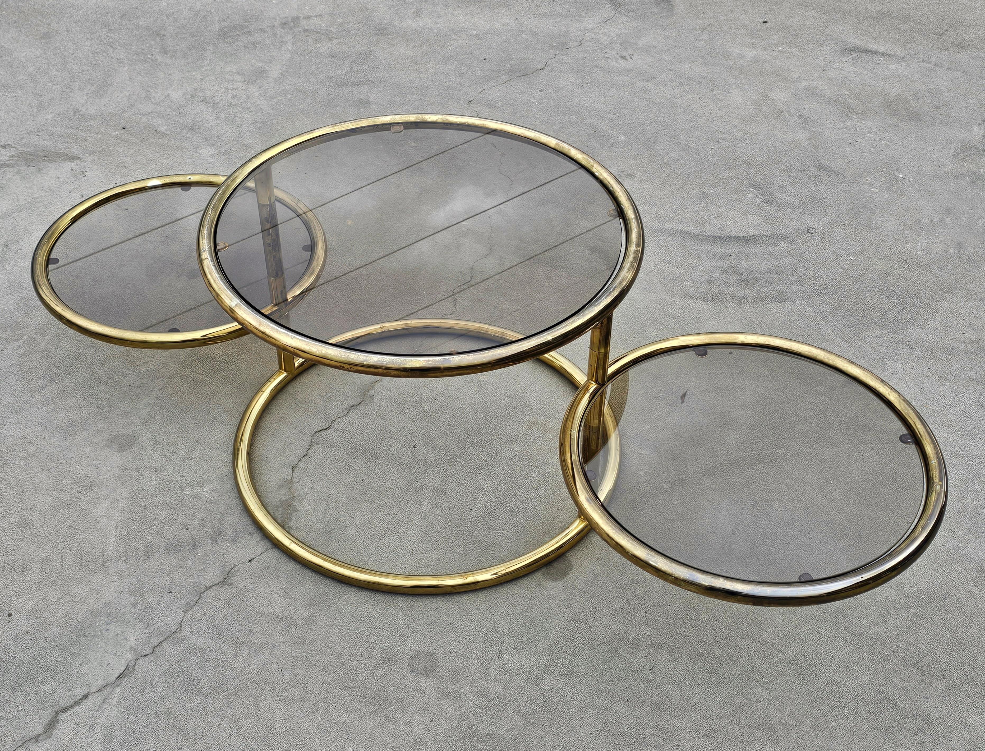 Mid Century Modern Milo Baughman Style Swivel Coffee Table, Italy 1970s For Sale 2