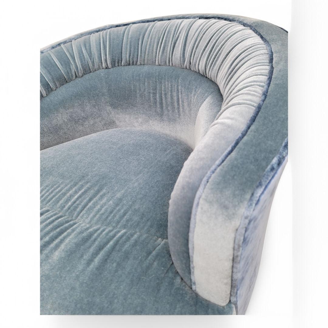 American Mid Century Modern Milo Baughman Style Swivel Lounge Chairs Newly Upholstered For Sale