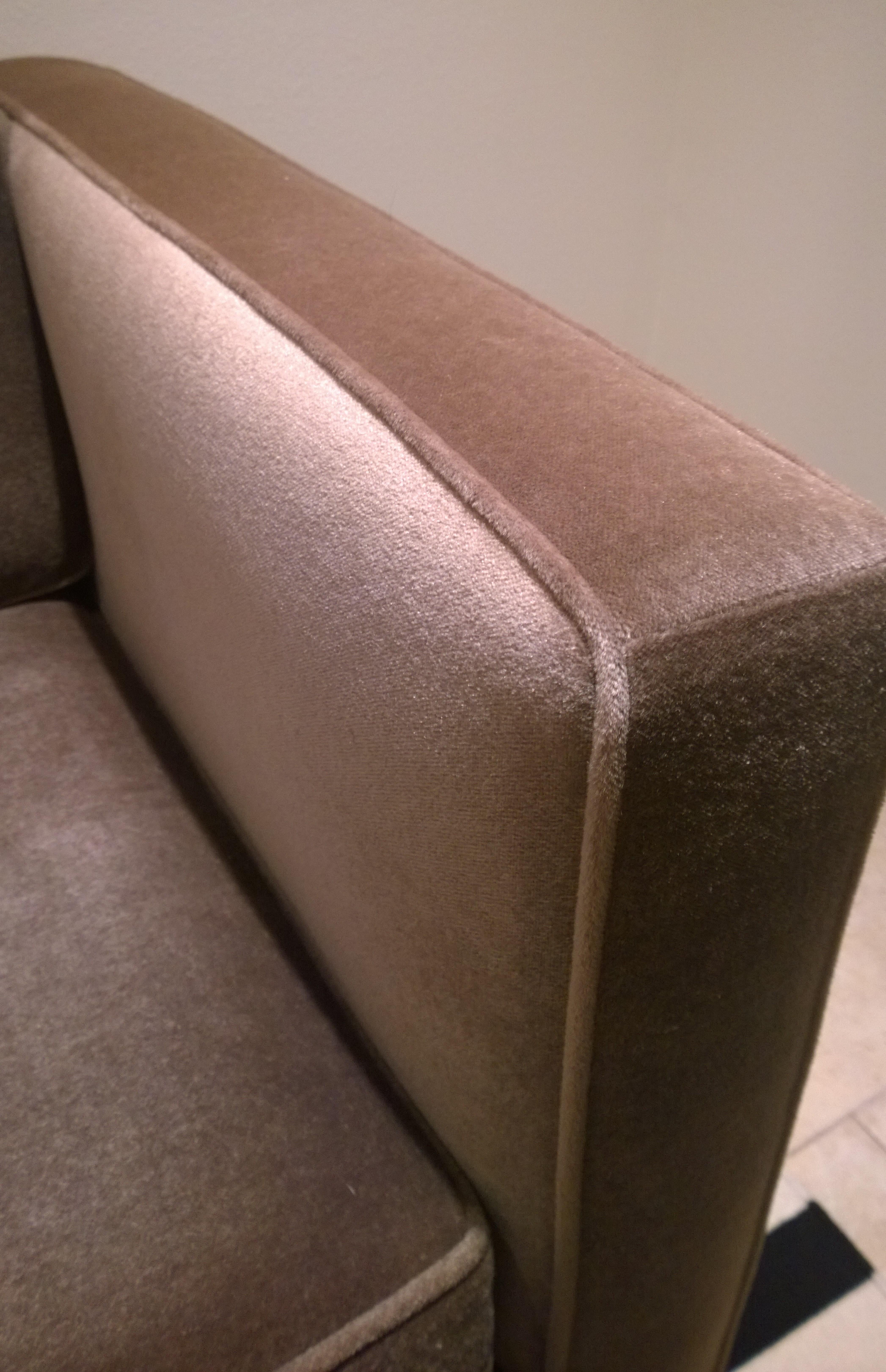 Mid-Century Modern Milo Baughman Style Upholstered in Gray Mohair Tuxedo Sofa 10