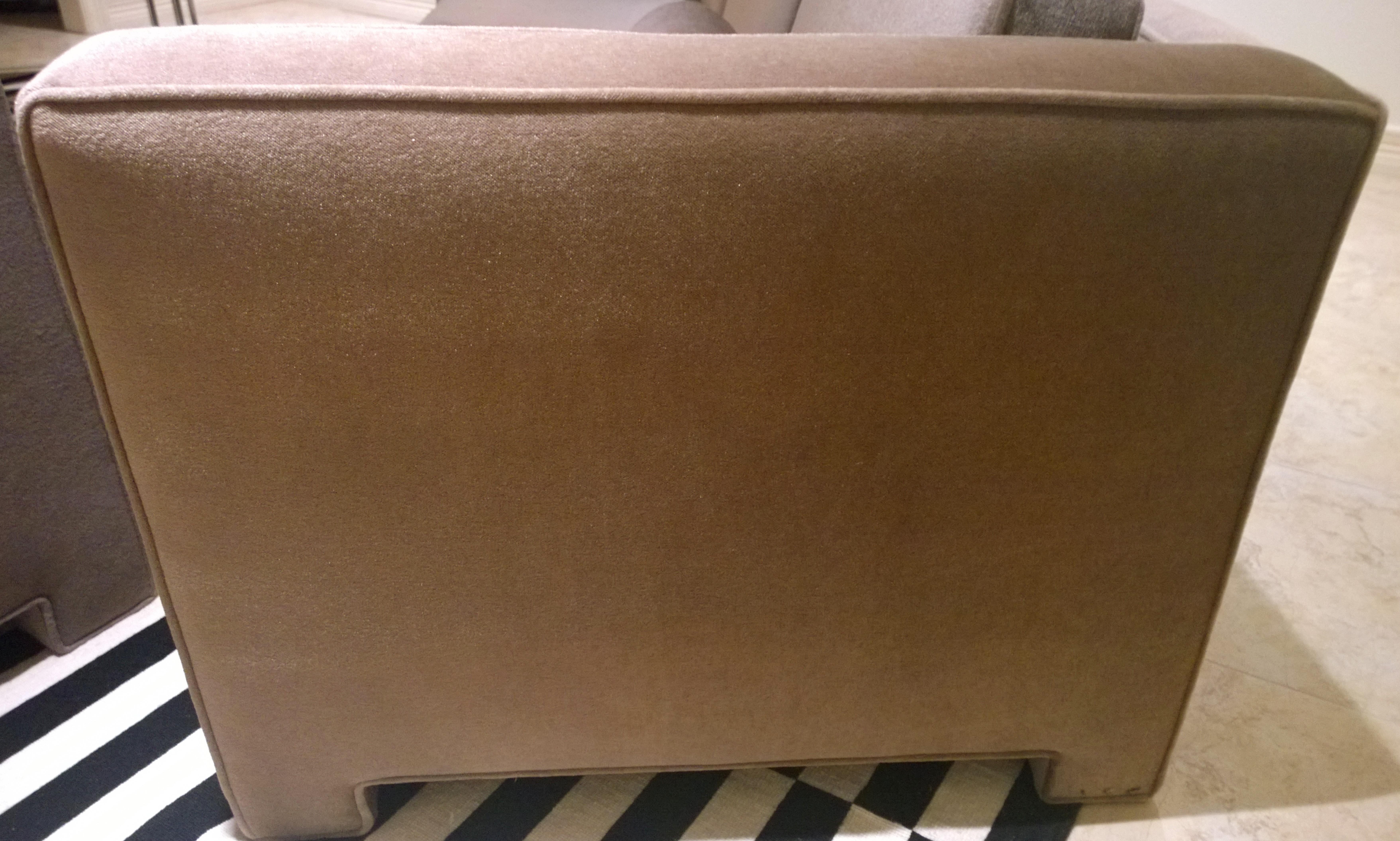 Mid-Century Modern Milo Baughman Style Upholstered in Gray Mohair Tuxedo Sofa 12