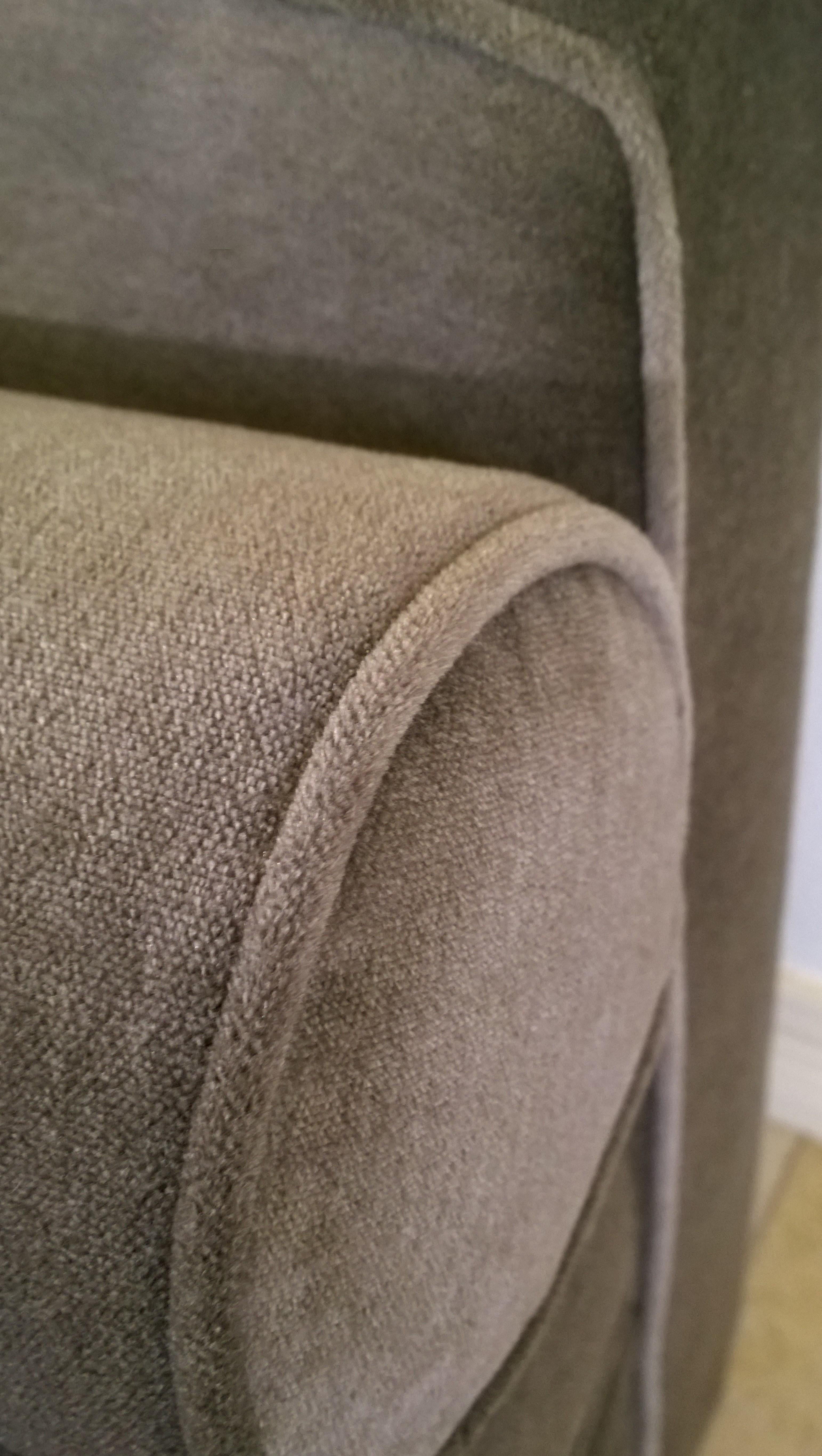 Milo Baughman Style New Original Gray / Taupe Mohair Wool Tuxedo Love Seat Sofa 8